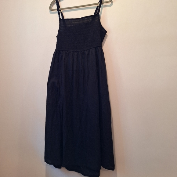 NWT La Vie En Rose Black Smocked Bust, Open Back Lightweight Maxi Dress Sz Large - Picture 3 of 13